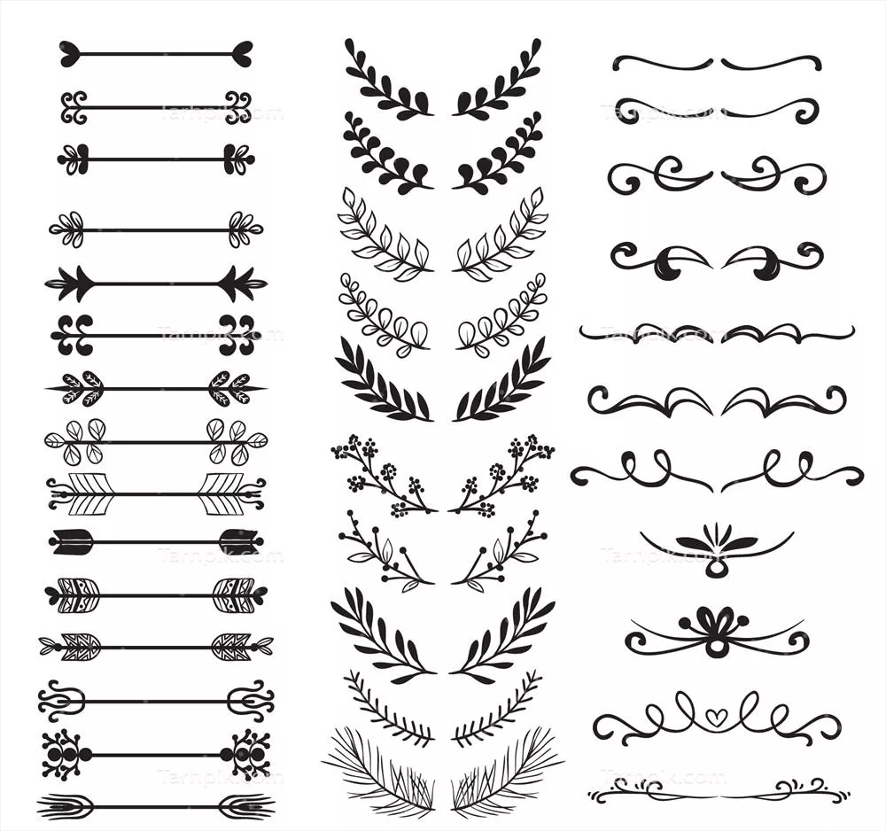 مجموعهی زیبا و دستکشیدهی جداکنندههای زینتی وکتور برای طراحی