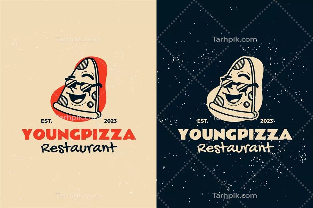 لوگوی وکتوری پیتزای وینتج با طراحی دستی و هنری