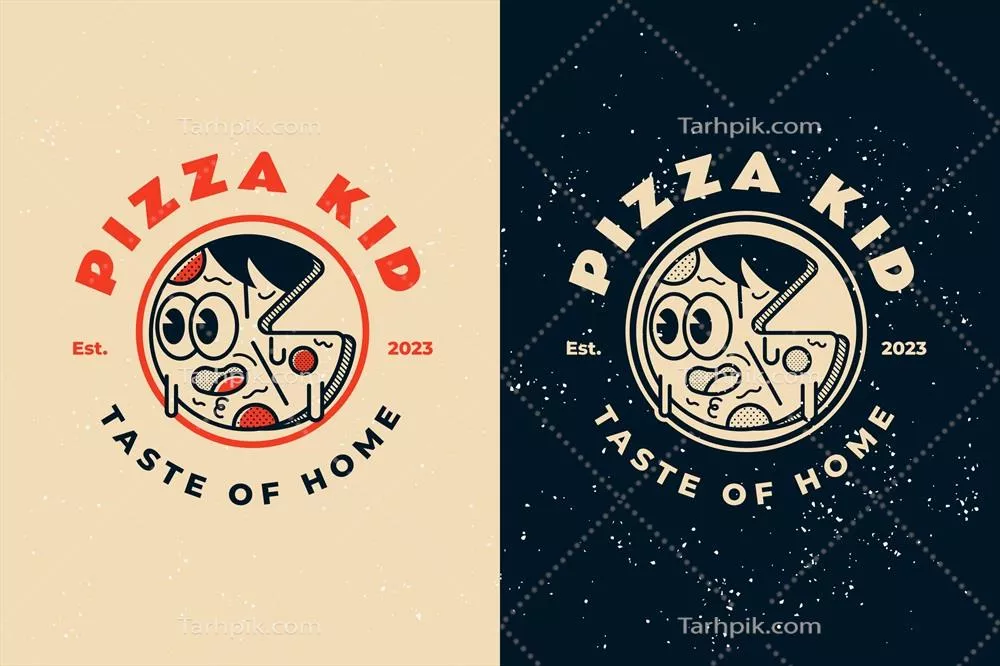 لوگوی وکتوری پیتزافروشی دستساز با طراحی vintage و خاص