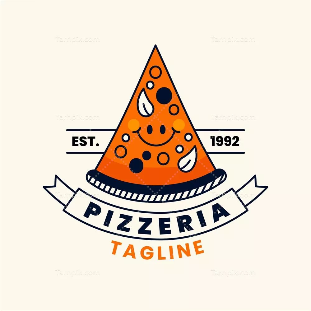 لوگو وکتور دستکشیده پیتزافروشی با طراحی وینتج