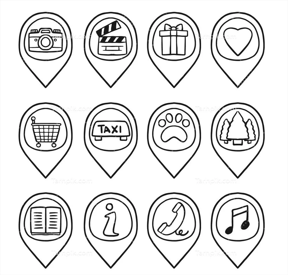 مجموعه نمادهای دست‌کشیده شده نشانه‌گذاری - وکتور منحصر به فرد