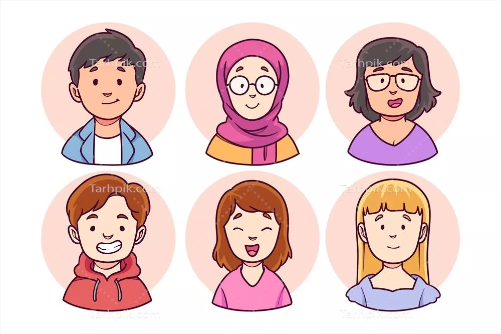 مجموعه وکتور آیکون پروفایل دستکشیده با طراحیهای خاص