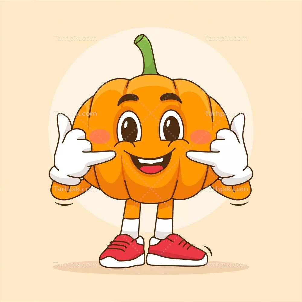 تصویر دستکشیده کدو تنبل به سبک کارتون به صورت وکتور