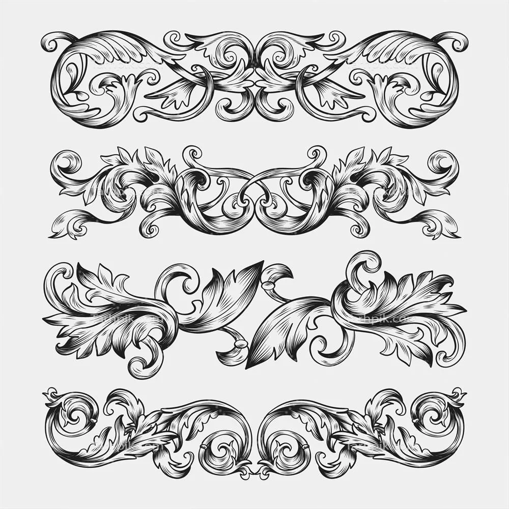 حاشیه الزینتی واقعگرایانه با طراحی دستی - وکتور 1