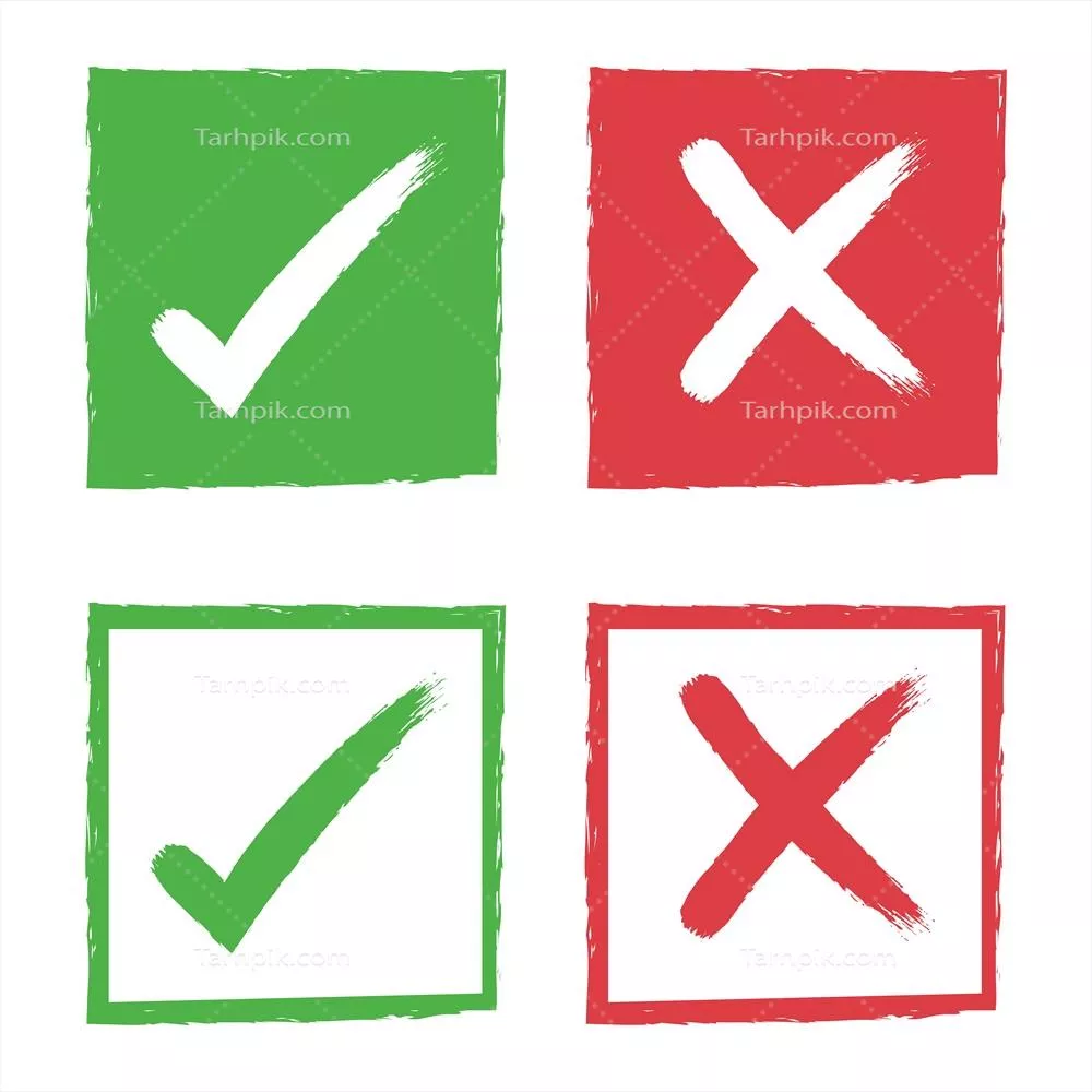 طراحی دستی: مستطیل، علامت تیک و ضربدر به صورت وکتور