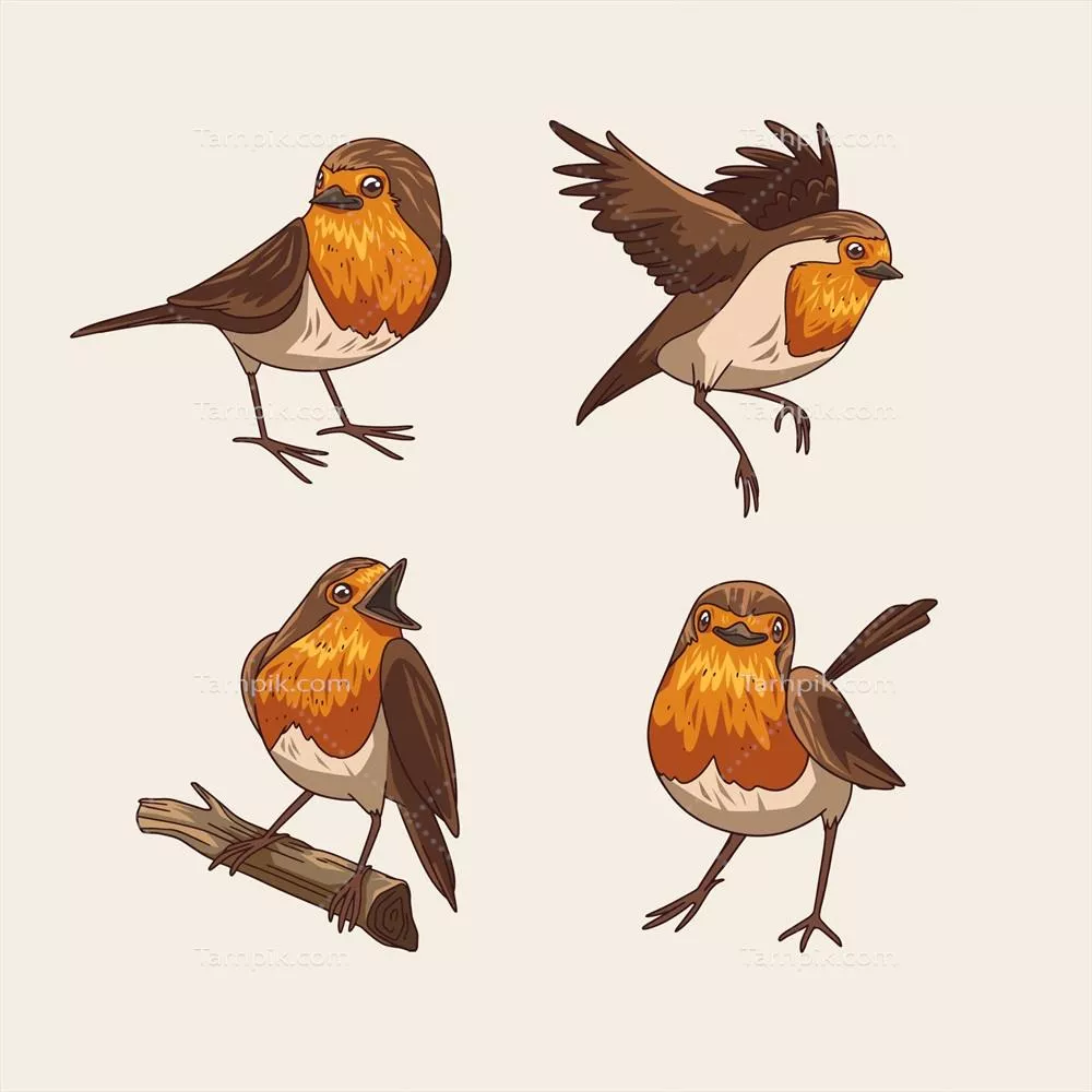 مجموعه وکتور پرنده توکای دستکشیده شده با طراحی منحصر به فرد