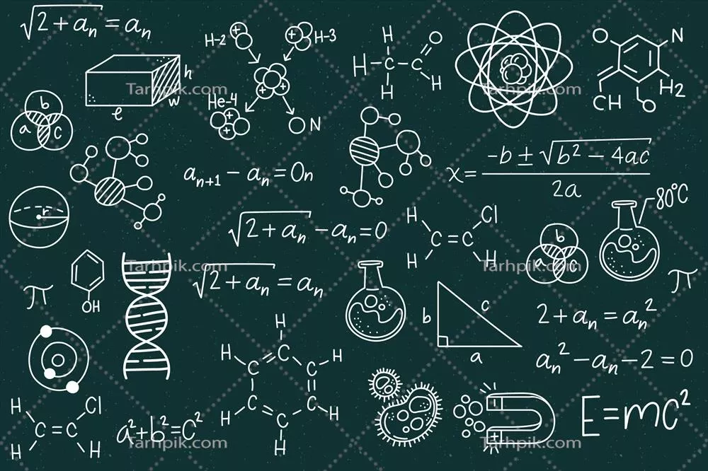 فرمولهای علمی دستکشیده شده بر روی تختهسیاه به سبک وکتور