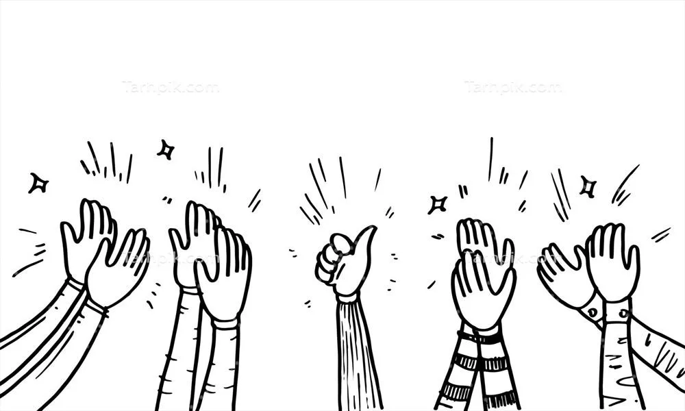 وکتور طرح دستی از اشاره تشویق و علامت تایید با انگشتان به سبک طراحی