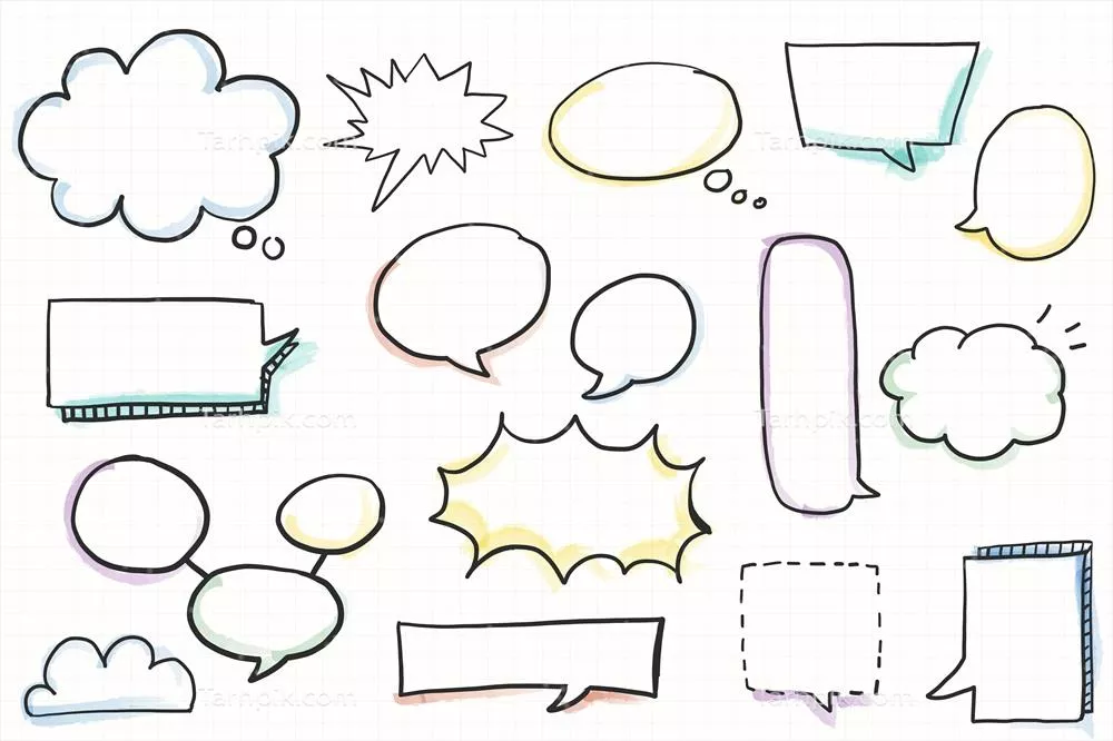 مجموعه عناصر وکتور حباب گفتار دستی دودی کد دار