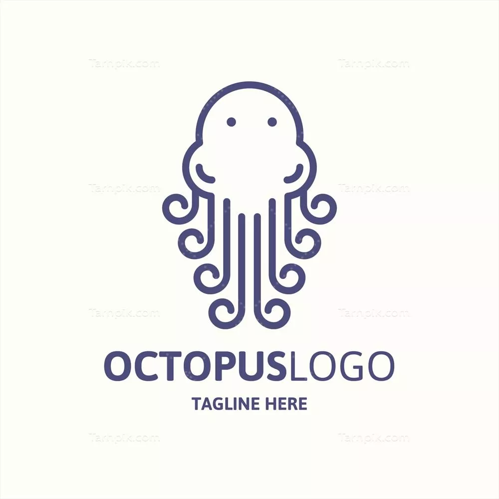 لوگوی با طرح دستکشیده هشتپای وکتوری با جزئیات منحصر به فرد