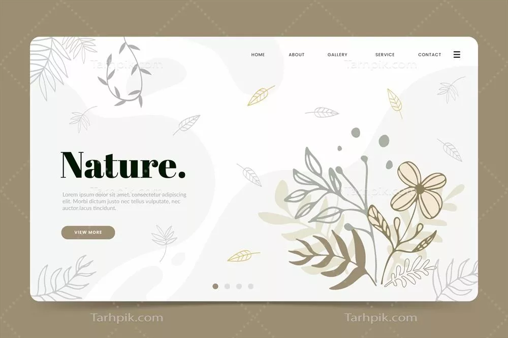 طرح آماده وبسایت فرود طبیعی با طراحی دستی و وکتور