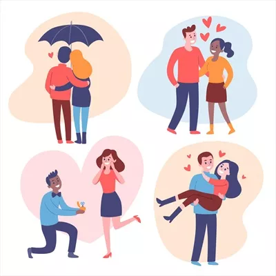 مجموعه وکتور زوجین دستکشیده برای روز ولنتاین