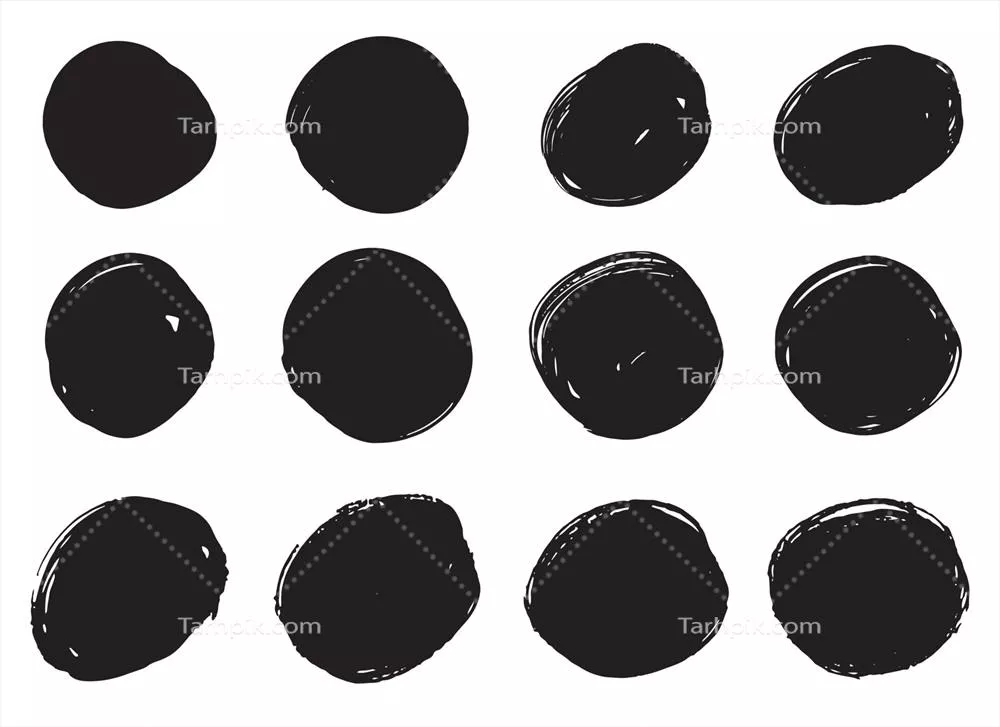 وکتور نقاط و لکههای دایرهای با طراحی دستی و آبرنگی برای طراحی گرافیکی