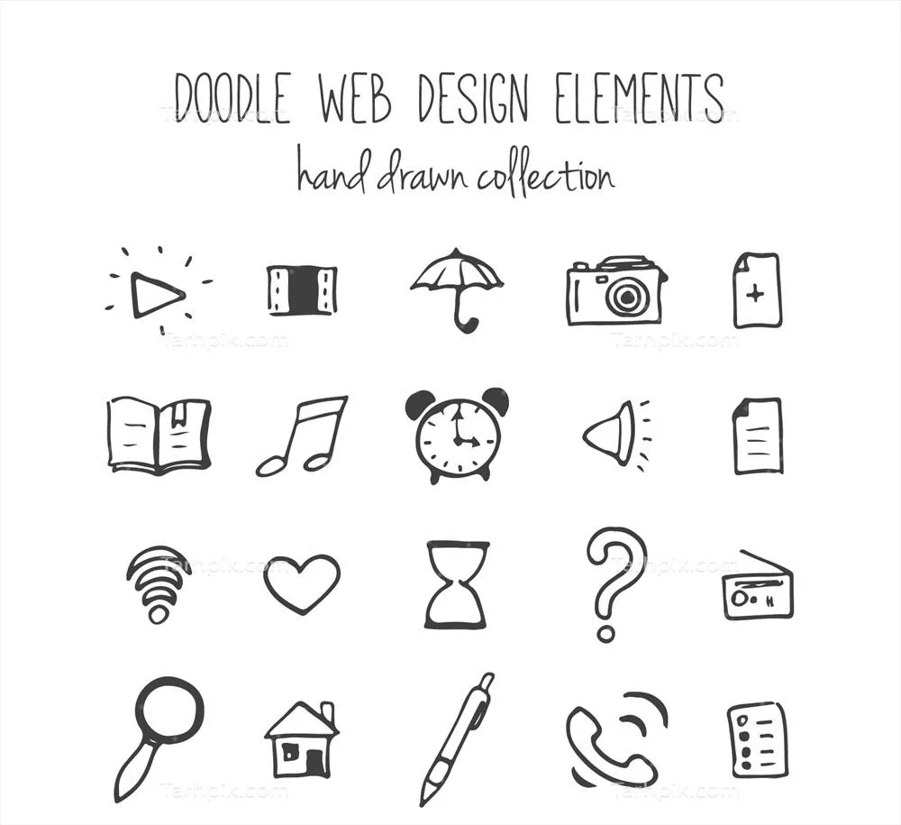 آیکونهای وکتوری عناصر وب با طراحی دستساز و منحصربهفرد