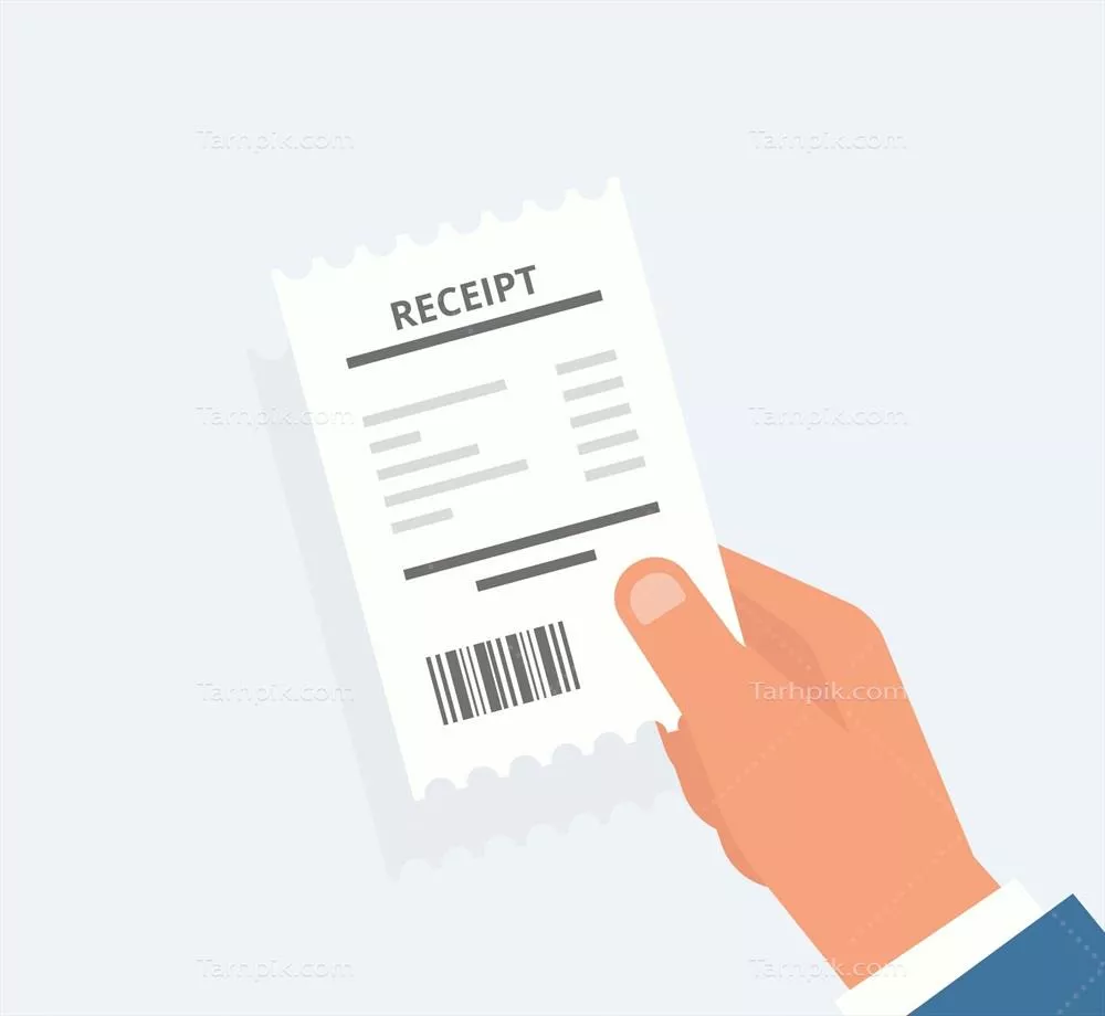 تصویر وکتوری رسید پرداخت با دستانی که همدیگر را نگه داشتهاند