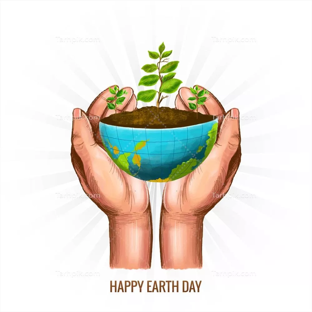 وکتور مشاهده تصویر مفهومی درختی با دستها و نیمکره به مناسبت روز جهانی زمین