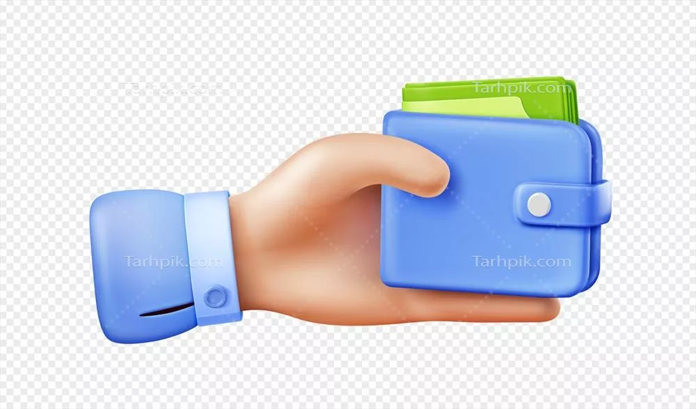 وکتور دست با کیف پول و اسکناس های کاغذی، نقدینگی و پول نقد