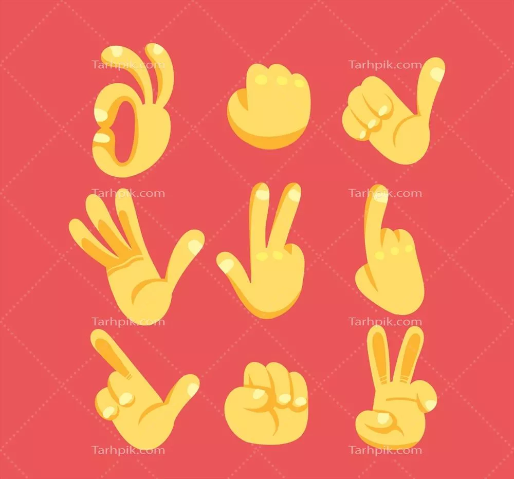 مجموعه دستها با حالات مختلف به سبک طراحی دستی - وکتور