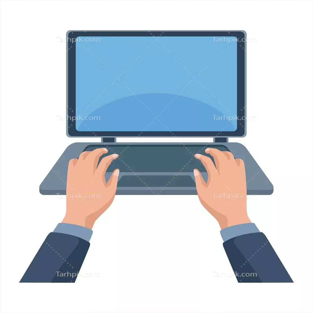 وکتور استفاده از لپتاپ قابل حمل با دستان برای کارهای روزمره و آموزشی