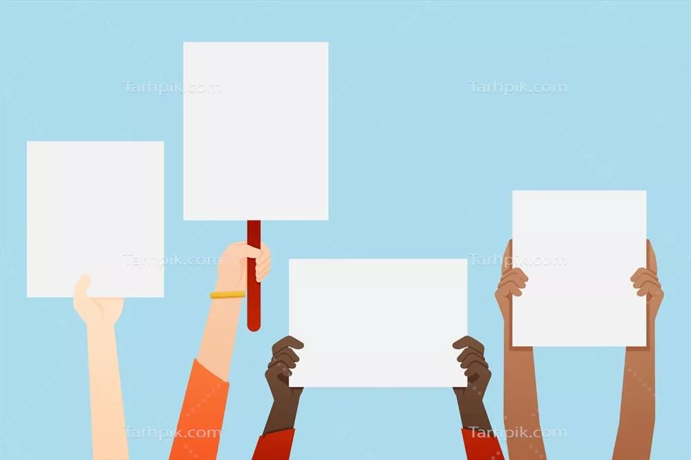 دستها با تابلوها: طراحی وکتور برای نمایش عقاید و پیامها