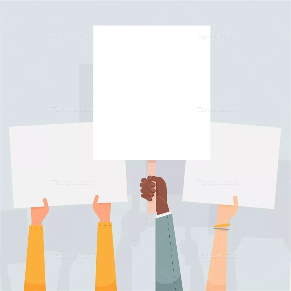 دستهایی با پلاکاردها - وکتور با کیفیت برای طراحی هوشمند