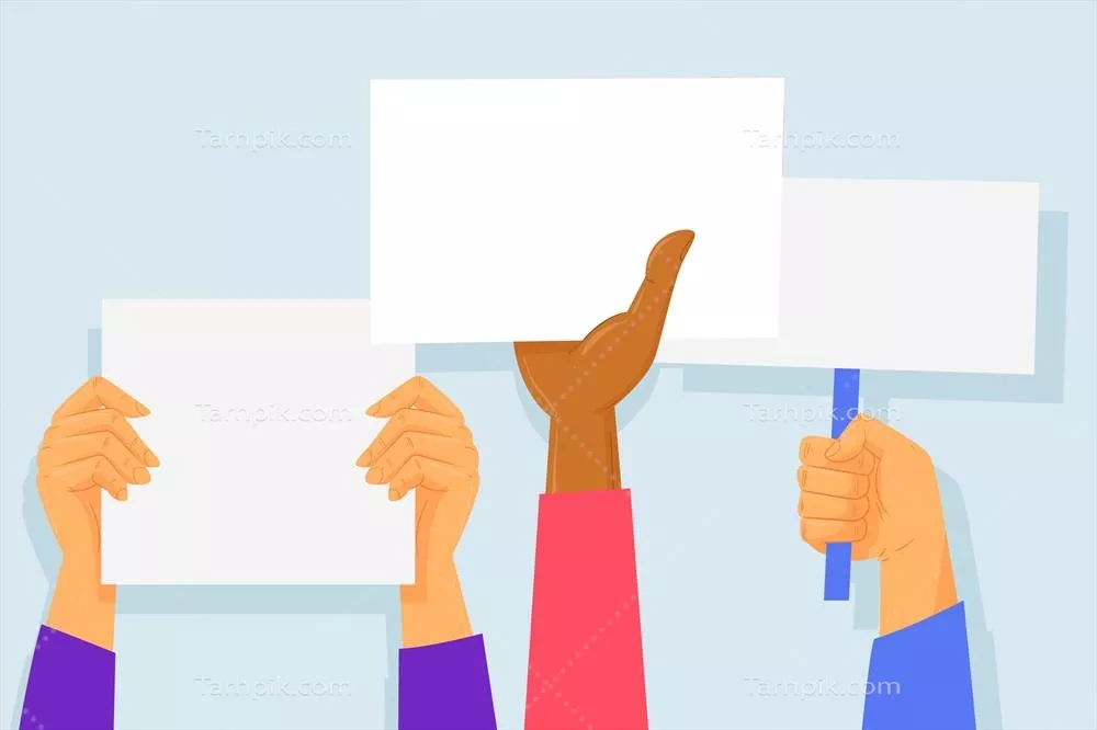 دستها با پلاکاردها (6) - وکتورهای گرافیکی زیبا و کاربردی