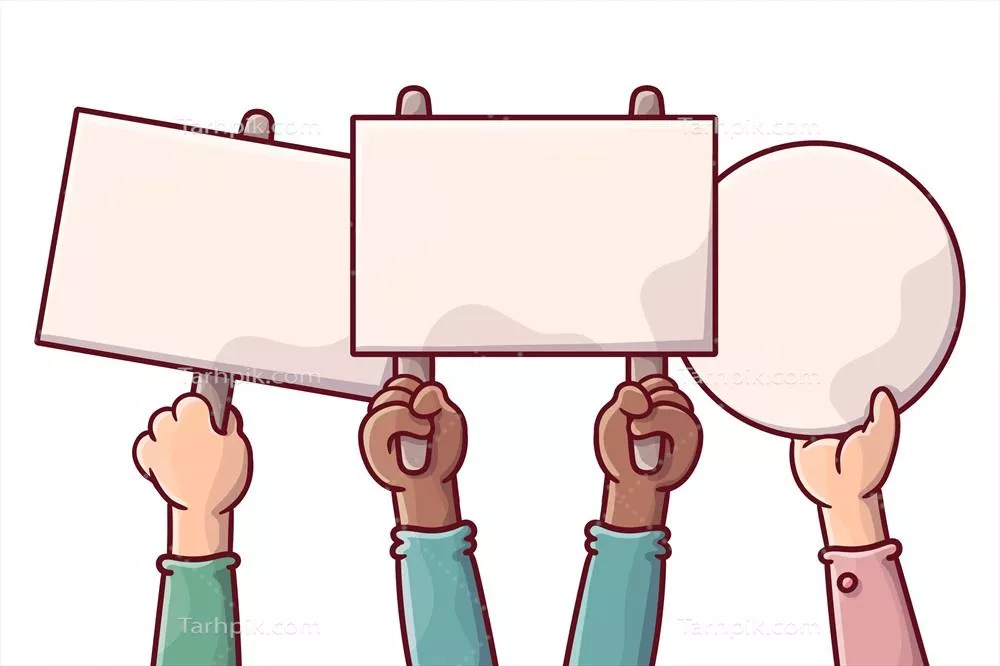 طراحی وکتور مفهوم دستها با تابلوهای اعلان (دو تایی) برای تبادل پیام