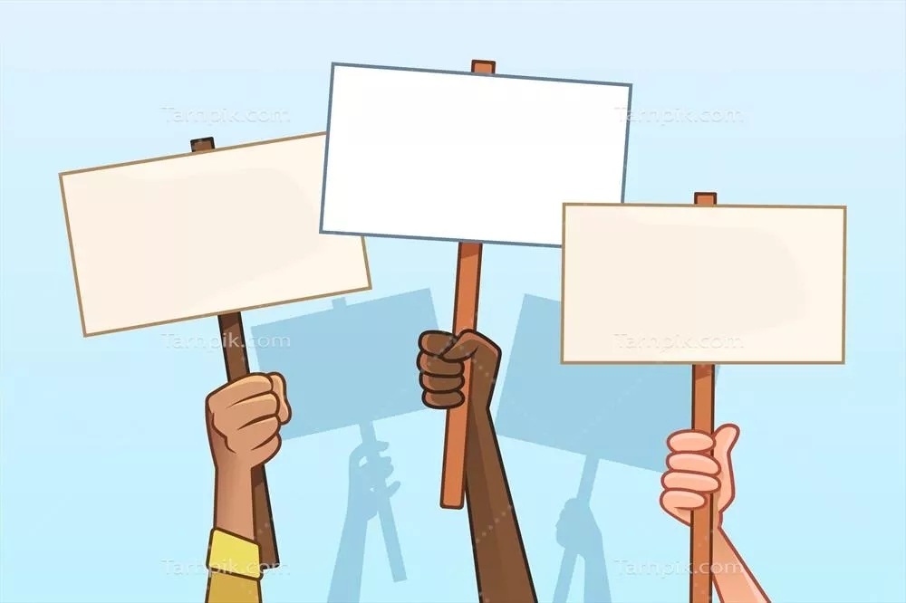 مفاهیم دستها با پلاکاردها در طراحی وکتوری (3)