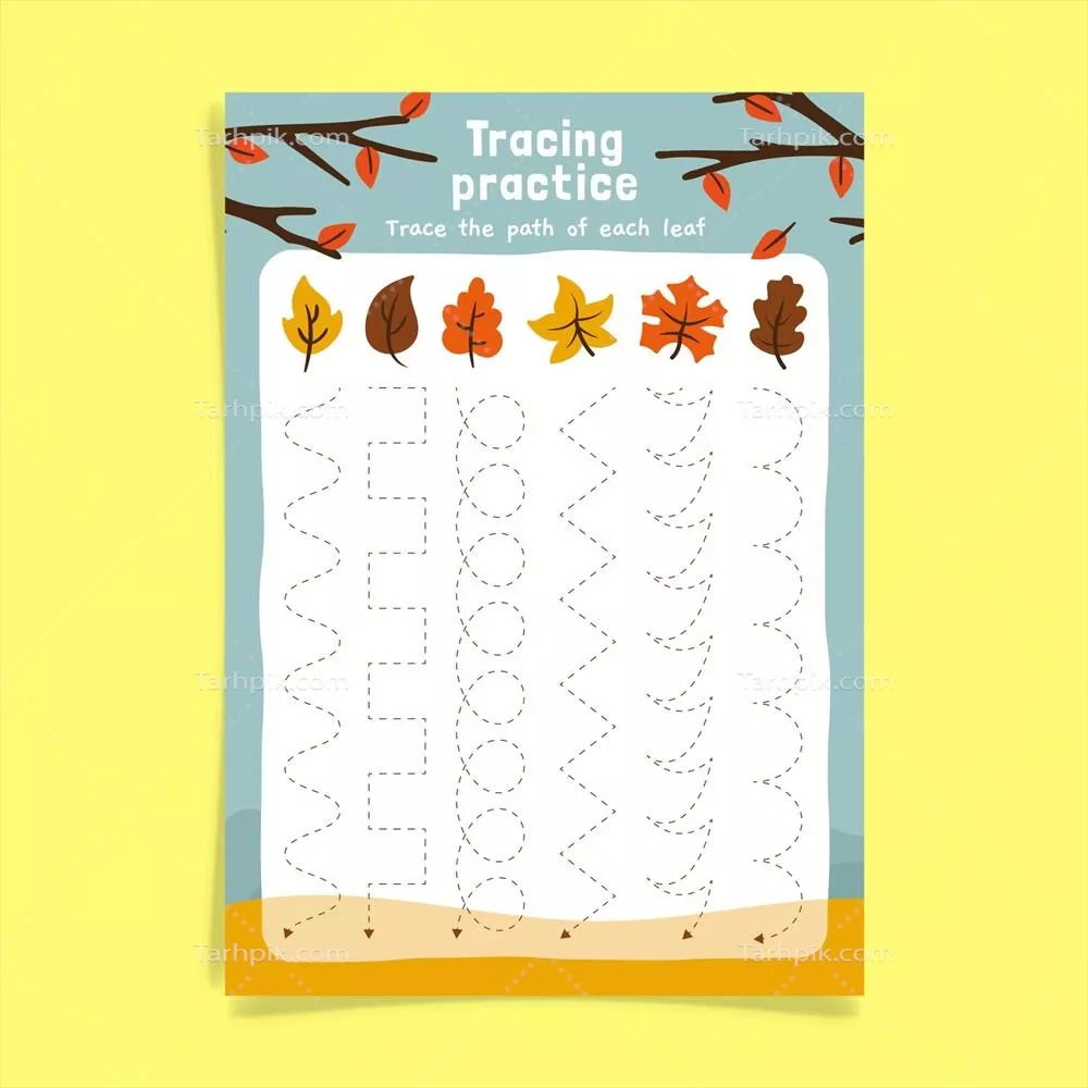 الگوی تمرین خط نوشتاری وکتور برای بهبود مهارتهای نوشتاری