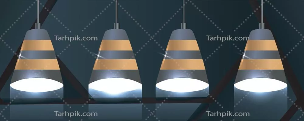 وکتور مجموعهای از چراغهای آویزان و لوسترهای وینتیج و لامپها