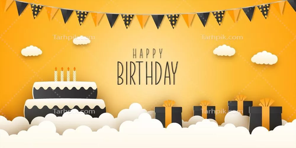 وکتور کارت تبریک تولد با طراحی برش کاغذی خوشحال