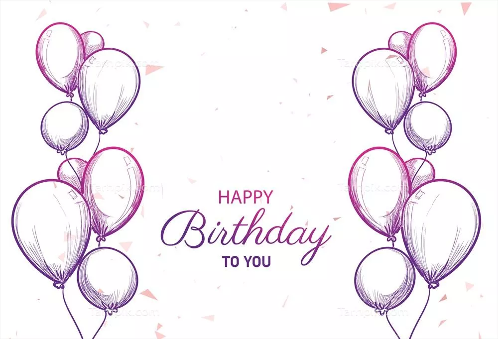 کارت تبریک تولد شاد با بالونها و پسزمینه طراحی شده با وکتور