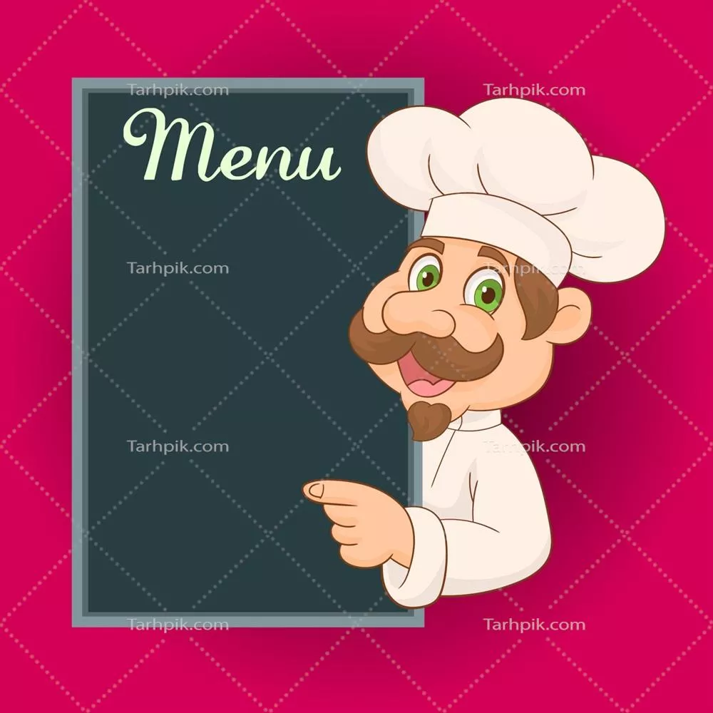 وکتور سرآشپز خوشحال با تخته برای منو - تجربهای لذتبخش در آشپزی