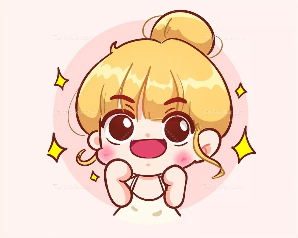 طرح کارتونی دستساز و وکتور دختر خوشحال و بامزه با چهرهای خندان