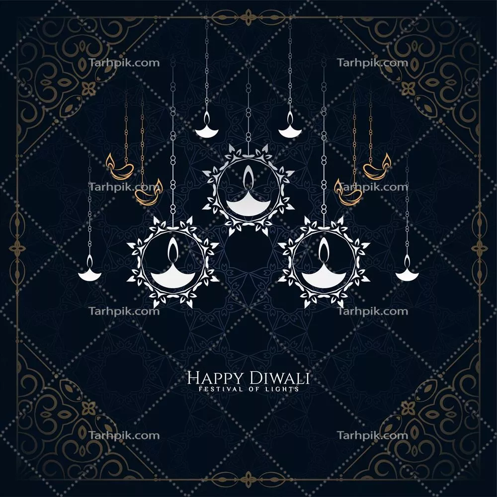 طراحی پسزمینه وکتور برای جشن دیوالی با چراغهای آویز تزیینی شاد