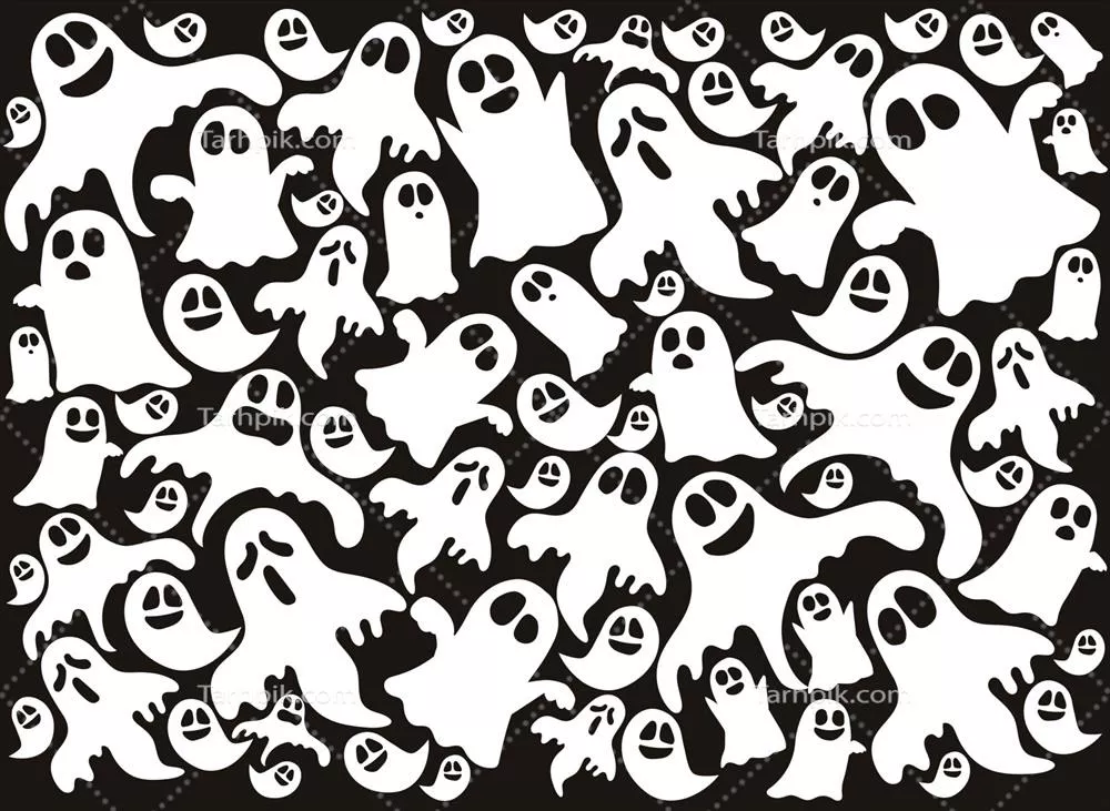 وکتور زمینه زیبا و بامزه هالووین با الگوهای جالب و شبحها