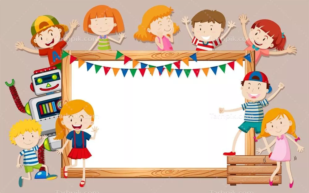 وکتور تصویرسازی کودکان شاد و الگوی تخته سفید برای فعالیتهای آموزشی