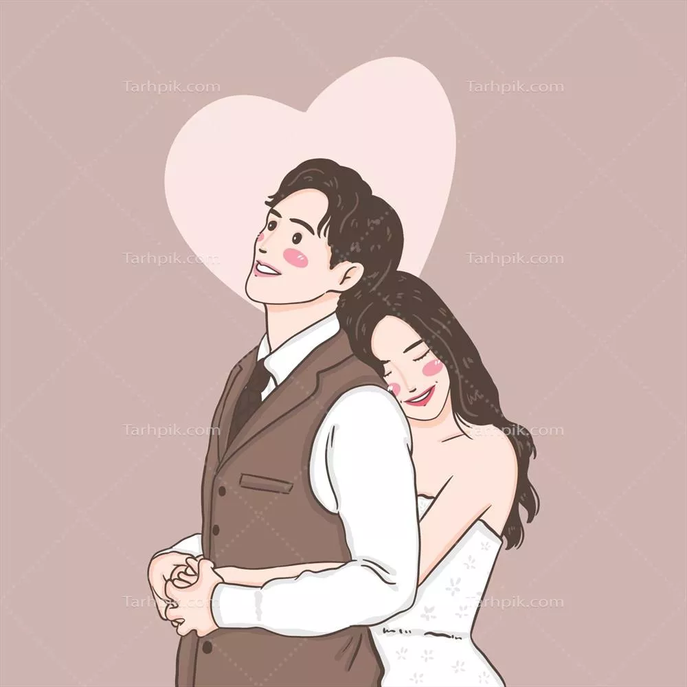 وکتور تصویری از یک زوج عاشق خوشحال در فصل پاییز که در روز ولنتاین به هم عشق میورزند