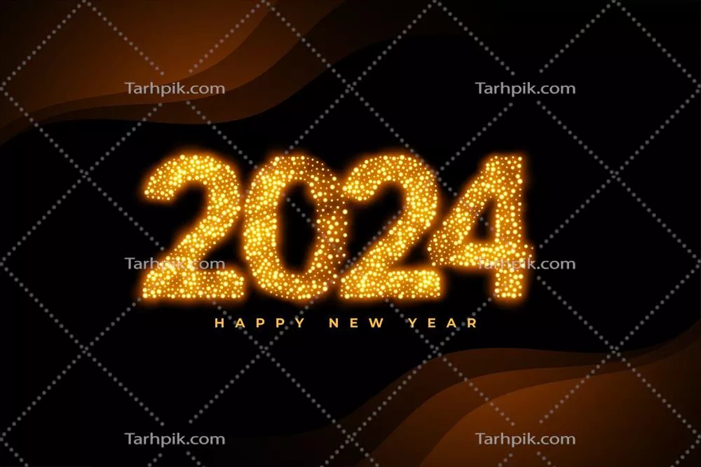 وکتور کارت تبریک سال نو 2024 با افکت درخشان و طلایی