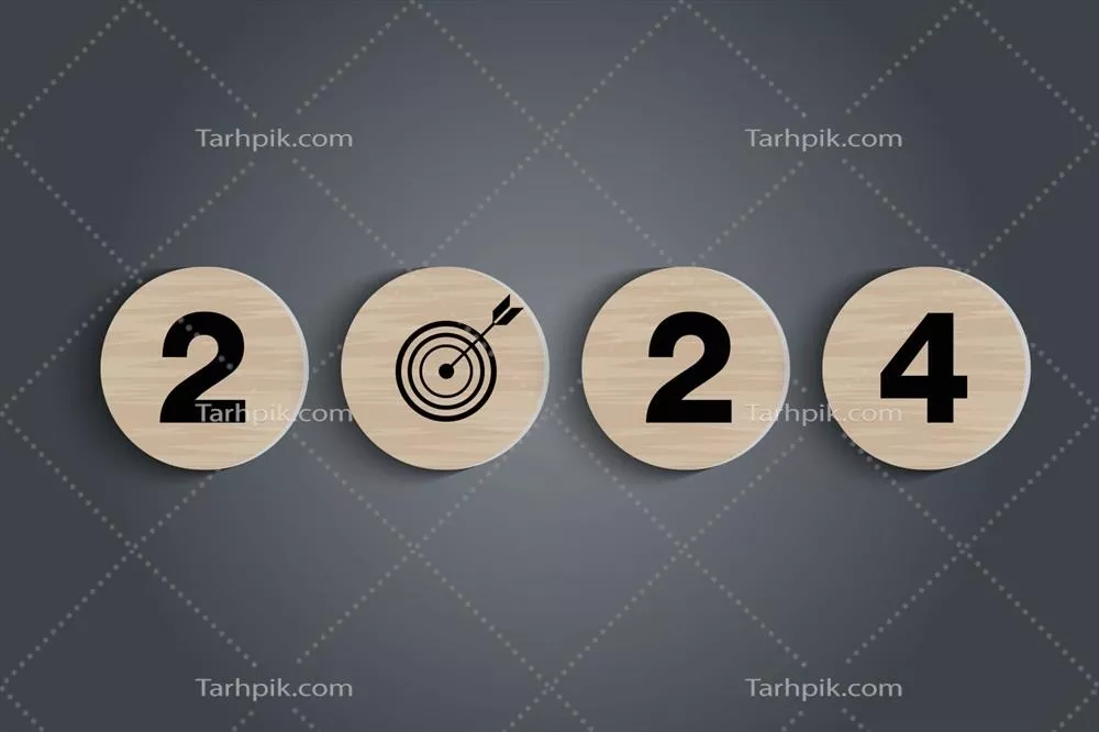 وکتور طراحی متن خوش آمد گویی سال نو 2024 برای بروشور و انتشارات