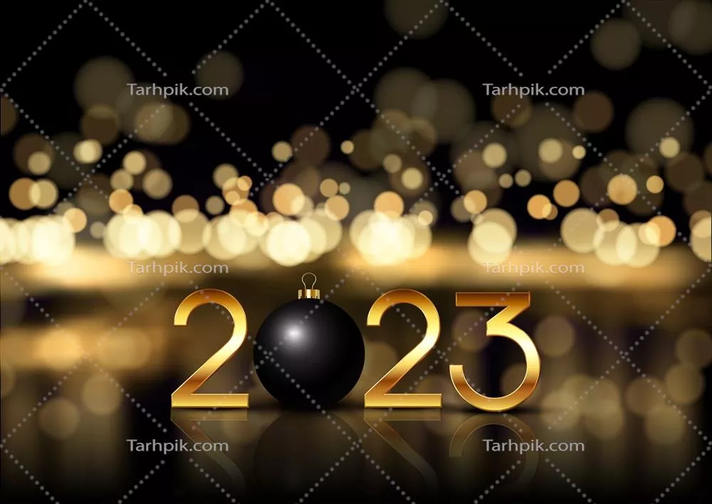 وکتور پس‌زمینه جشن سال نوی میلادی با طراحی نورهای بوکه طلایی و شیک