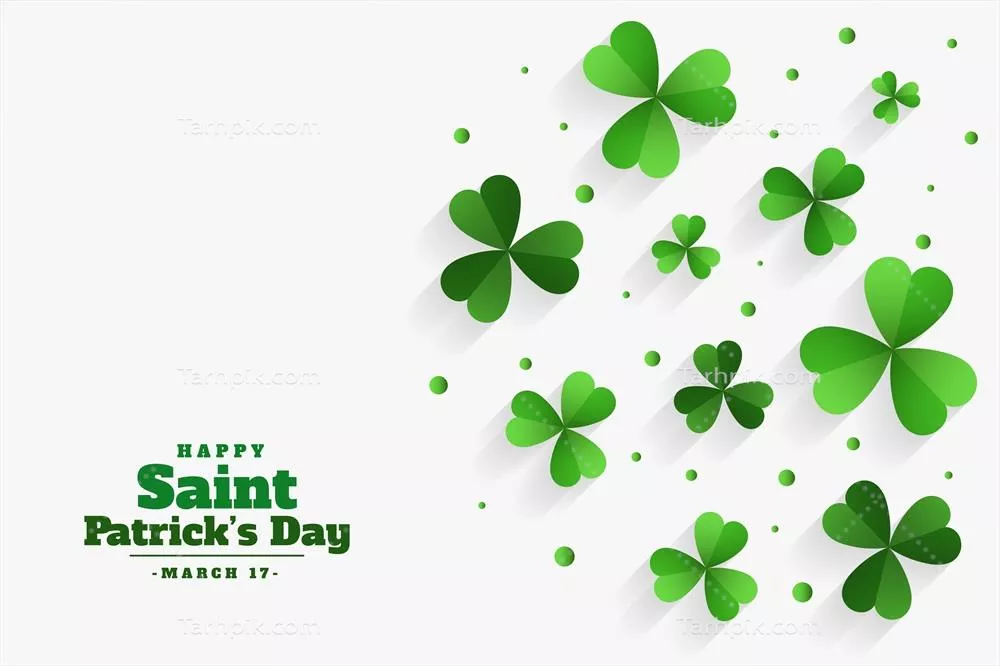 وکتور روز سنت پاتریک شاد، پس زمینه با برگهای چهار برگ سبز و شگفت انگیز