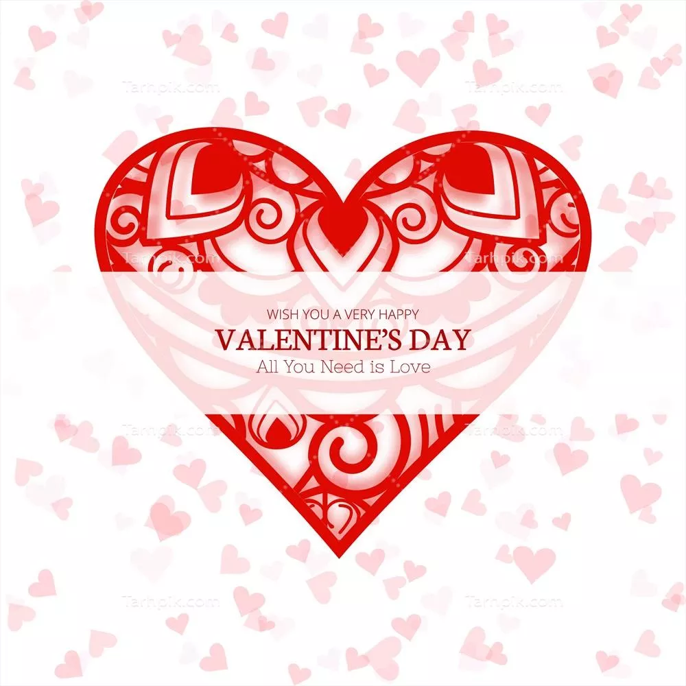 وکتور کارت روز ولنتاین با طراحی قلب و طراحی عاشقانه زیبا