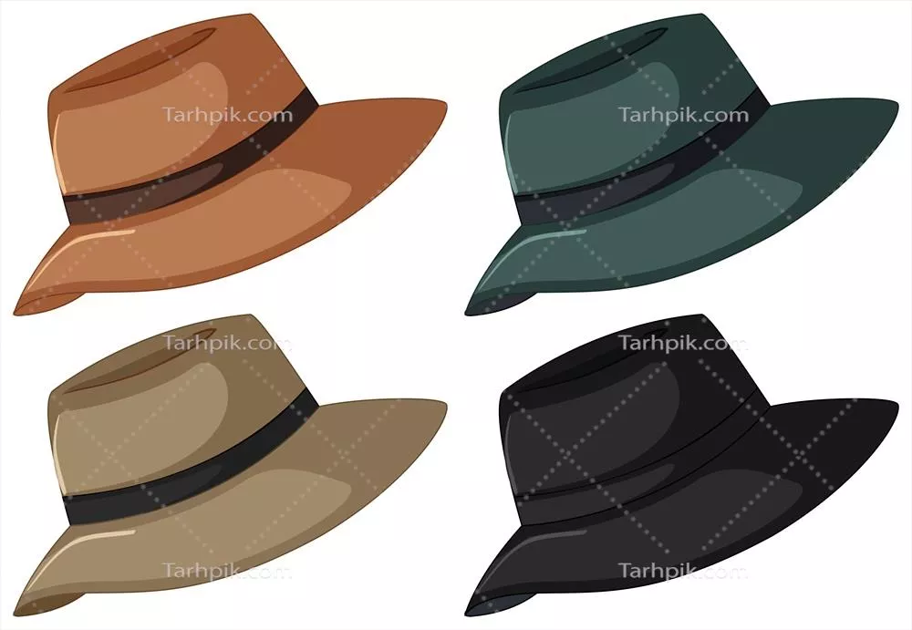 کلاه‌های وکتور در چهار رنگ جذاب و متنوع برای طراحی‌های گرافیکی