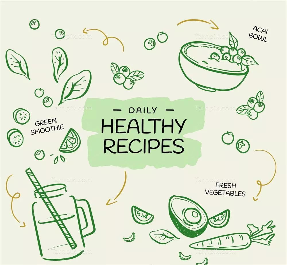 پیشزمینهی وکتور از غذاهای سالم و متنوع برای سبک زندگی بهینه