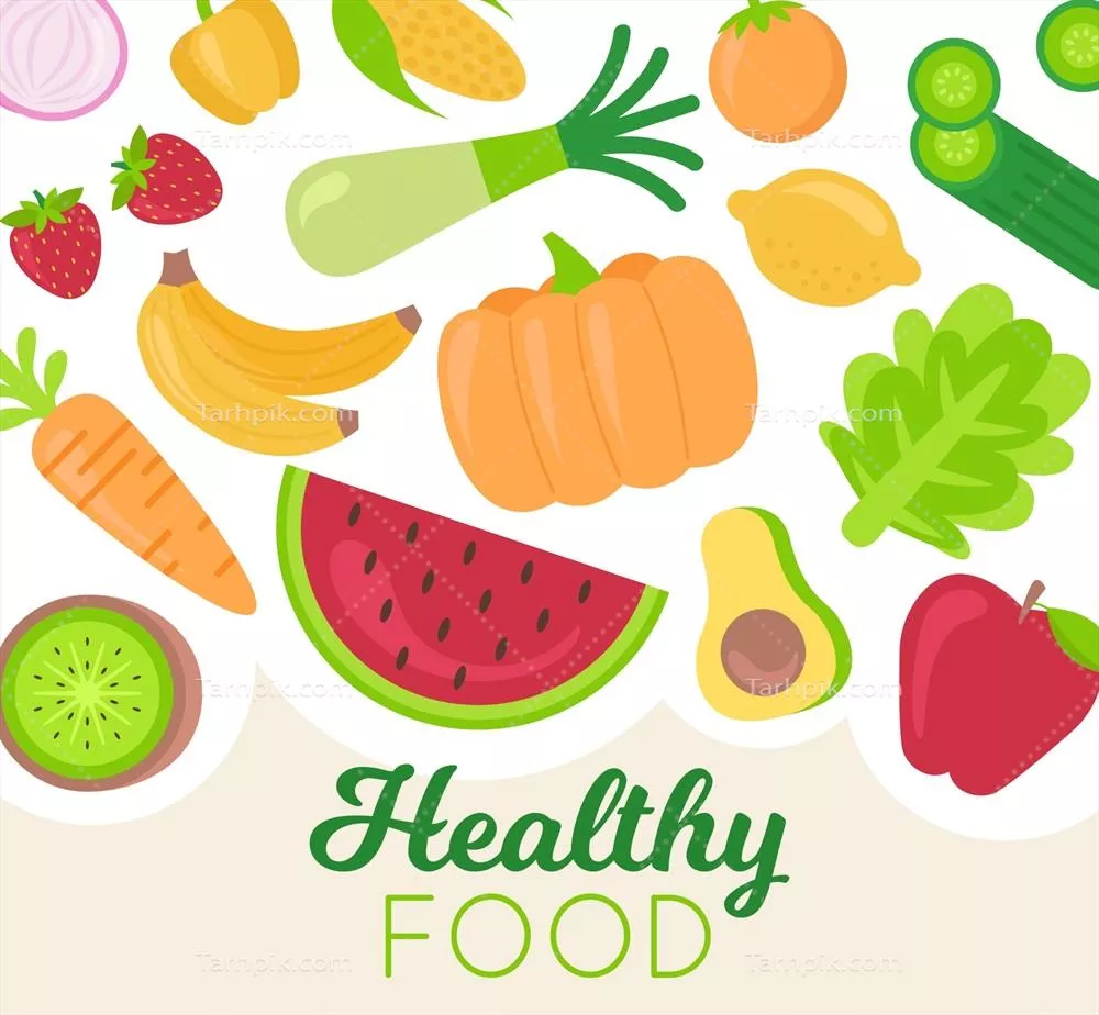 وکتور الگوی پسزمینه غذایی سالم با طراحی و گرافیک مدرن