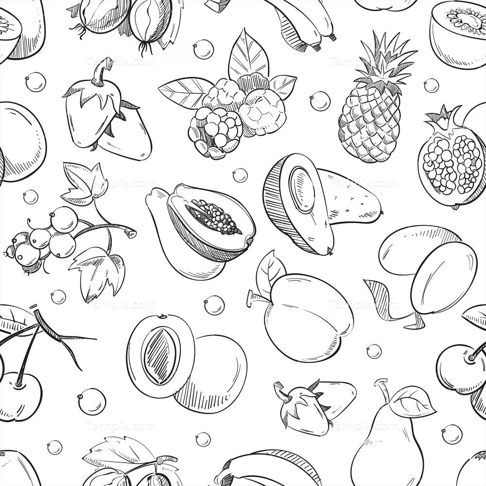 بافت وکتوری دستکشیده از میوههای سالم به صورت پیوسته