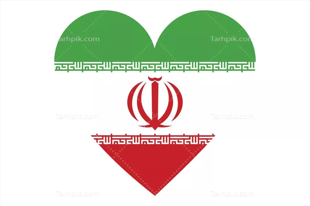 پرچم قلبی ایران با پسزمینه سفید در طراحی وکتور