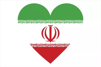 پرچم قلبی ایران با پسزمینه سفید در طراحی وکتور