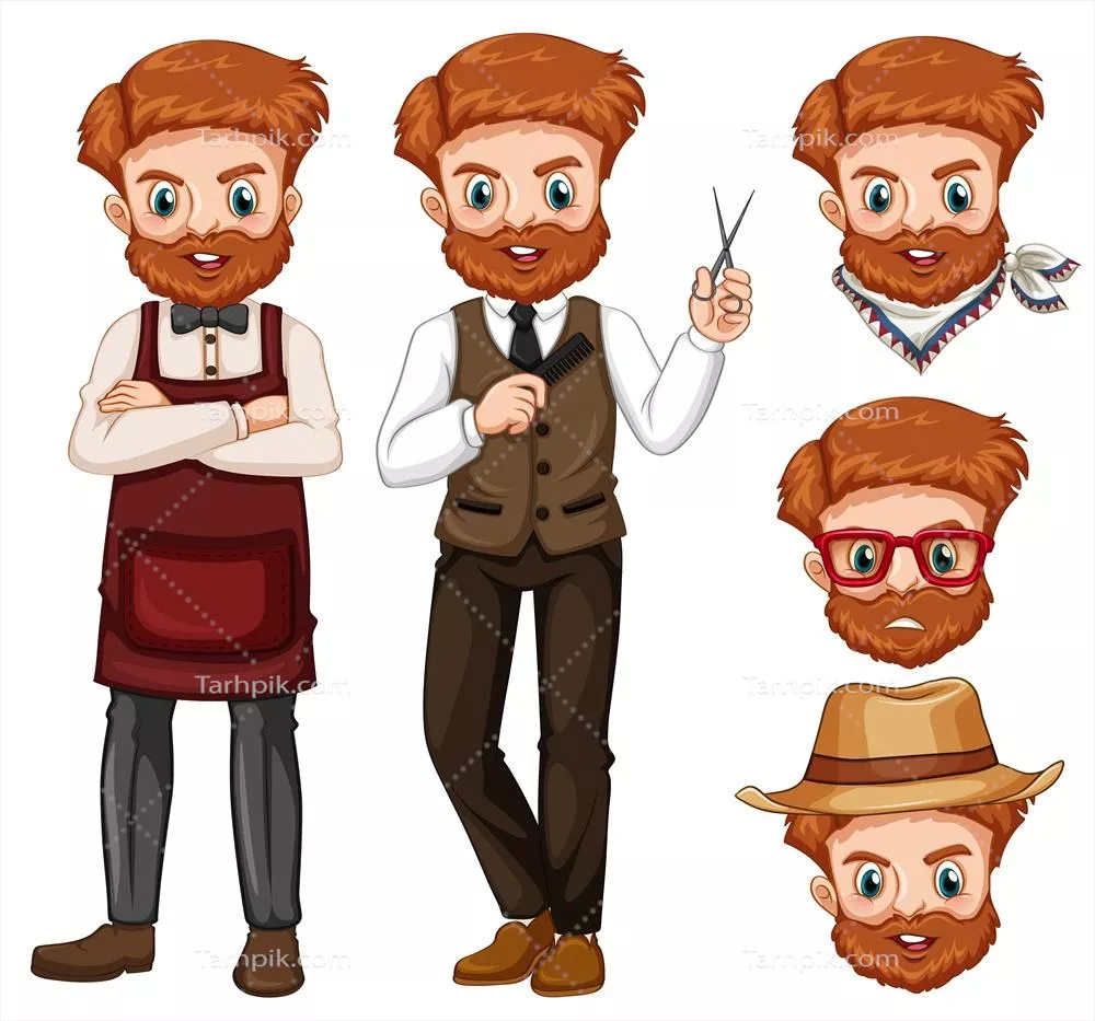 وکتور تصویرسازی مرد هیپستر با چهرههای متنوع و جذاب